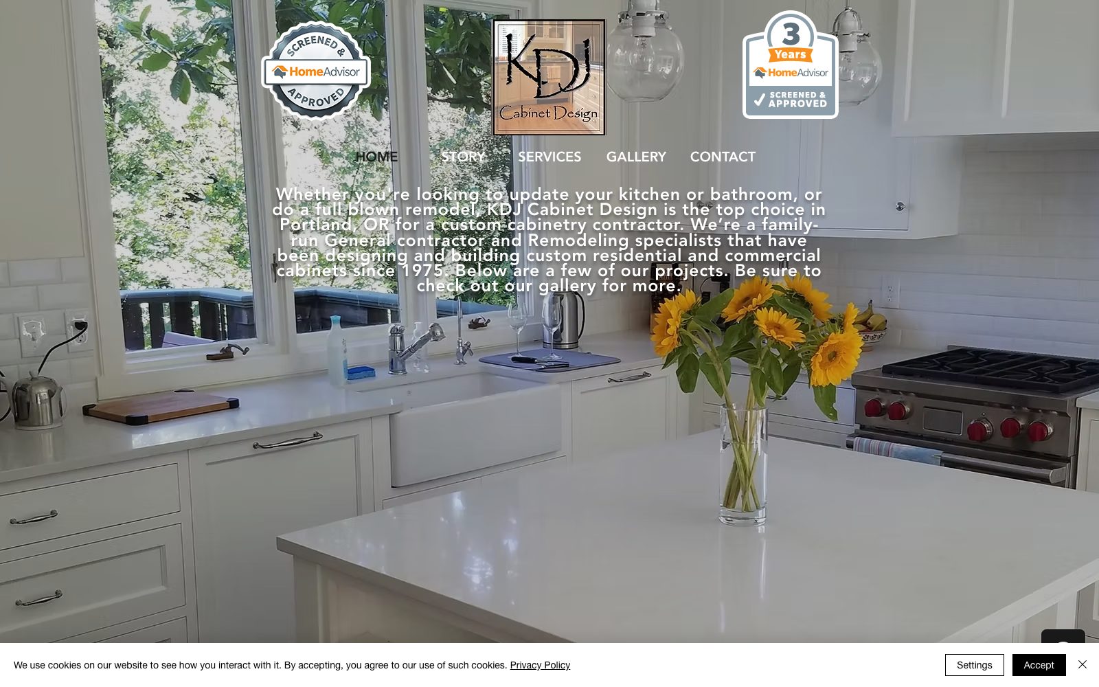 The current kdjcabinetdesign.com homepage