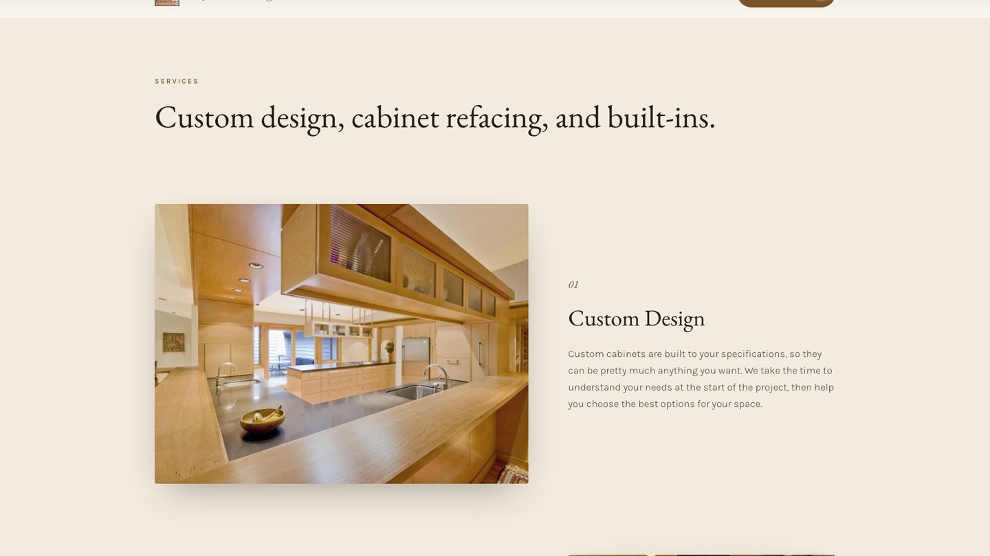 The services section of the new homepage